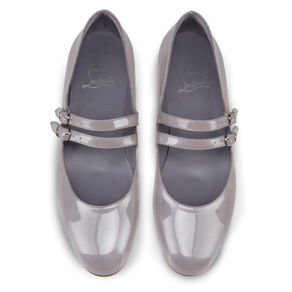 Christian Louboutin Sweet Jane Ballerines Plates en Cuir Verni Métallisé Mauve – Image 3