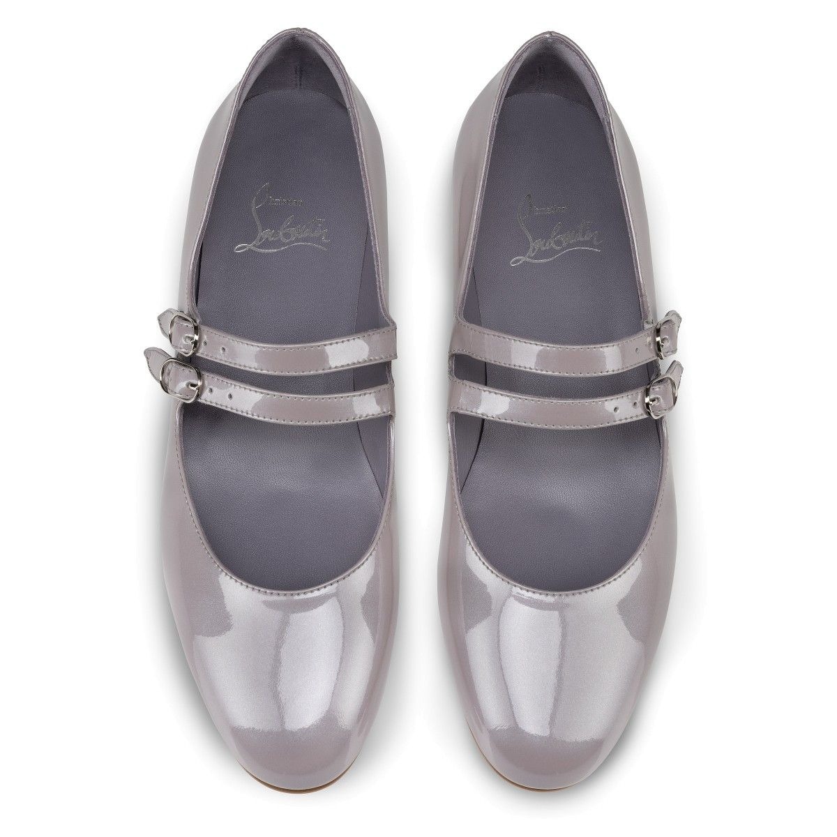 Christian Louboutin Sweet Jane Ballerines Plates en Cuir Verni Métallisé Mauve – Image 3