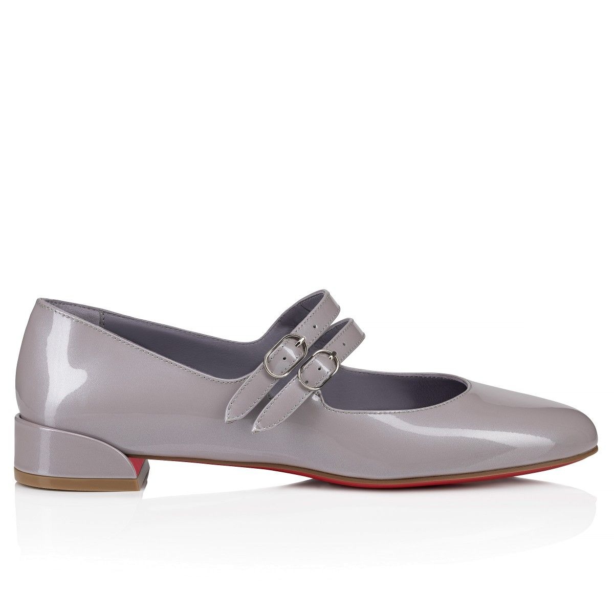 Christian Louboutin Sweet Jane Ballerines Plates en Cuir Verni Métallisé Mauve – Image 2