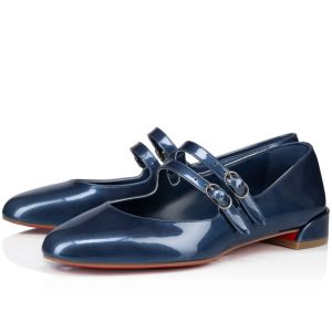 Christian Louboutin Sweet Jane Ballerines en Cuir Verni Bleu
