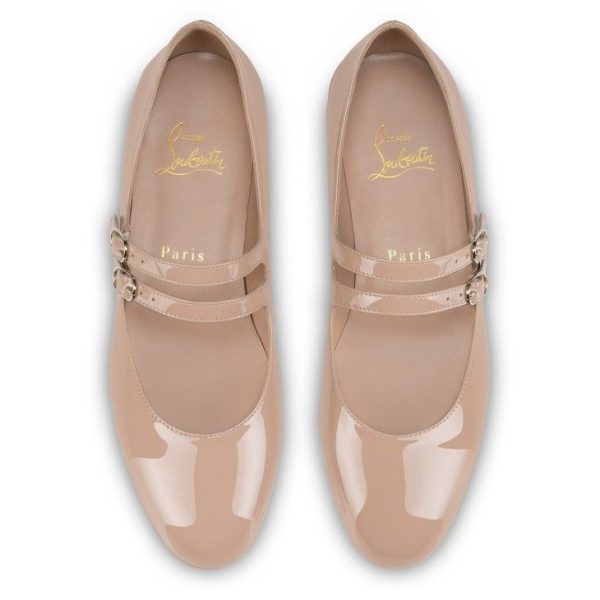 Christian Louboutin Ballerines Sweet Jane en cuir verni nude 2 – Image 4