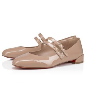 Christian Louboutin Ballerines Sweet Jane en cuir verni nude 2