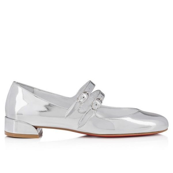 Christian Louboutin Ballerines Sweet Jane en cuir de veau specchio argent – Image 2