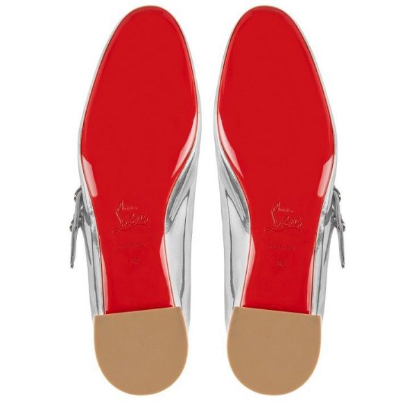 Christian Louboutin Ballerines Sweet Jane en cuir de veau specchio argent – Image 5