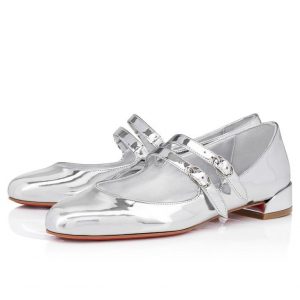 Christian Louboutin Ballerines Sweet Jane en cuir de veau specchio argent