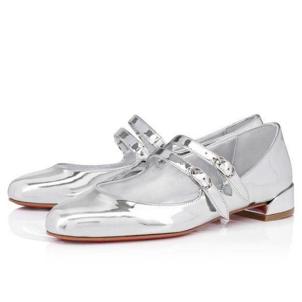 Christian Louboutin Ballerines Sweet Jane en cuir de veau specchio argent