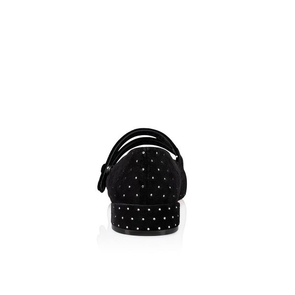 Christian Louboutin Ballerines Sweet Jane Plum Strass en velours noir – Image 3