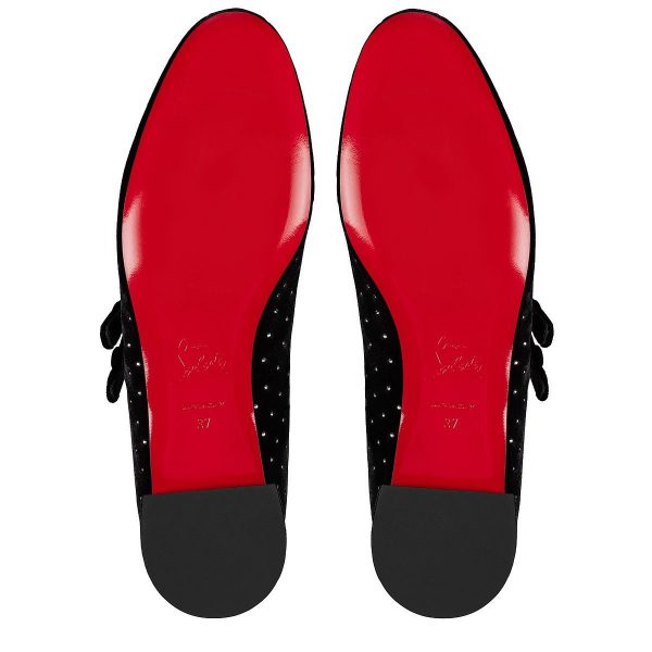 Christian Louboutin Ballerines Sweet Jane Plum Strass en velours noir – Image 5