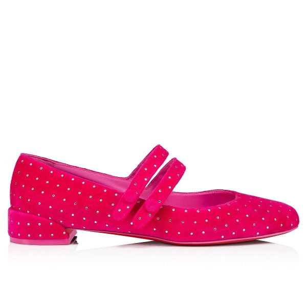 Christian Louboutin Ballerines Sweet Jane Plum Strass en velours glam – Image 2