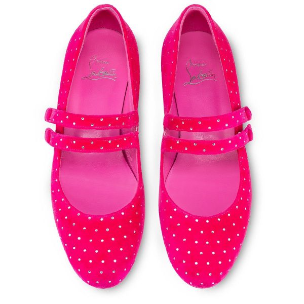 Christian Louboutin Ballerines Sweet Jane Plum Strass en velours glam – Image 4