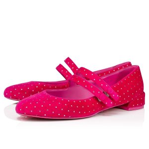 Christian Louboutin Ballerines Sweet Jane Plum Strass en velours glam