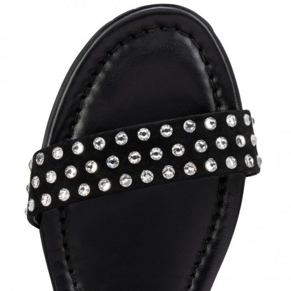 Sandales Christian Louboutin Sweet Jane, sandales Strass Boum, cuir velours et strass Boom noir – Image 3