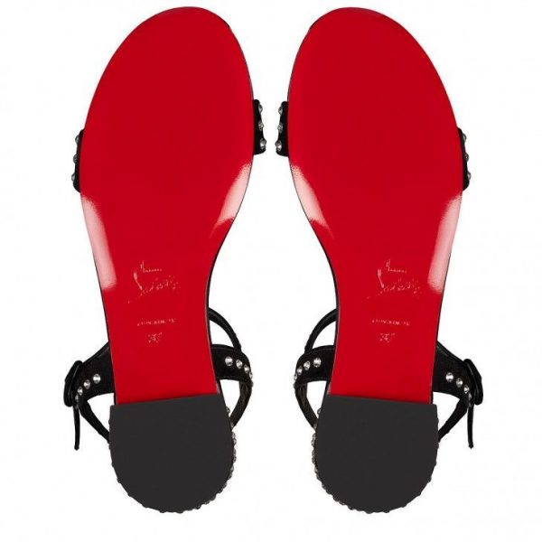 Sandales Christian Louboutin Sweet Jane, sandales Strass Boum, cuir velours et strass Boom noir – Image 4