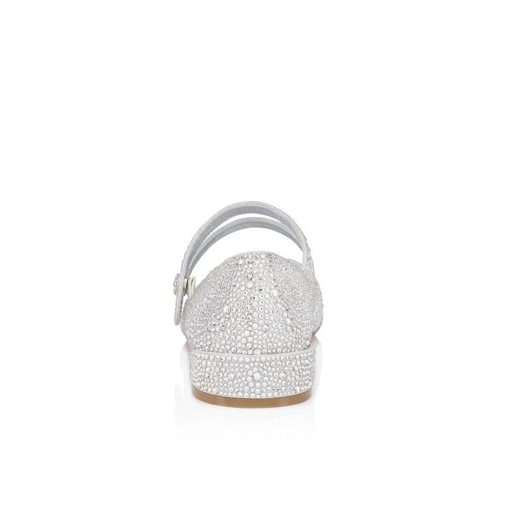 Christian Louboutin Ballerines Sweet Jane Strass en daim métallique et strass cristal – Image 5