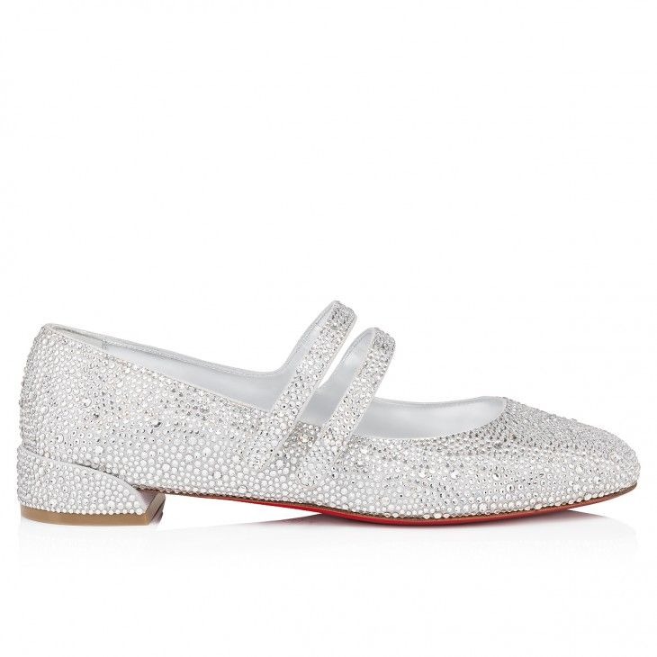 Christian Louboutin Ballerines Sweet Jane Strass en daim métallique et strass cristal – Image 2