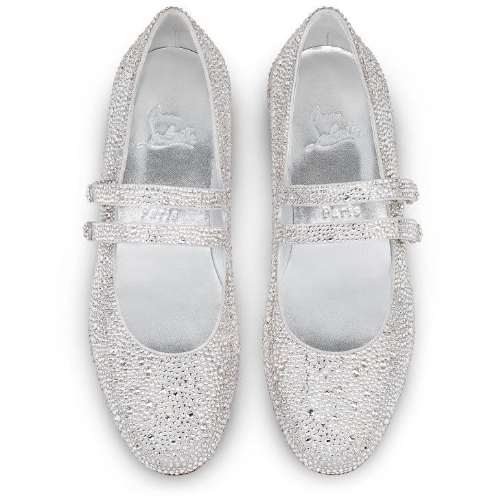 Christian Louboutin Ballerines Sweet Jane Strass en daim métallique et strass cristal – Image 3