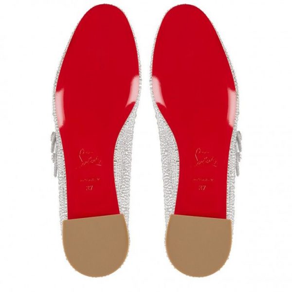 Christian Louboutin Ballerines Sweet Jane Strass en daim métallique et strass cristal – Image 4