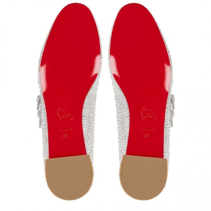 Christian Louboutin Ballerines Sweet Jane Strass en daim métallique et strass cristal – Image 4