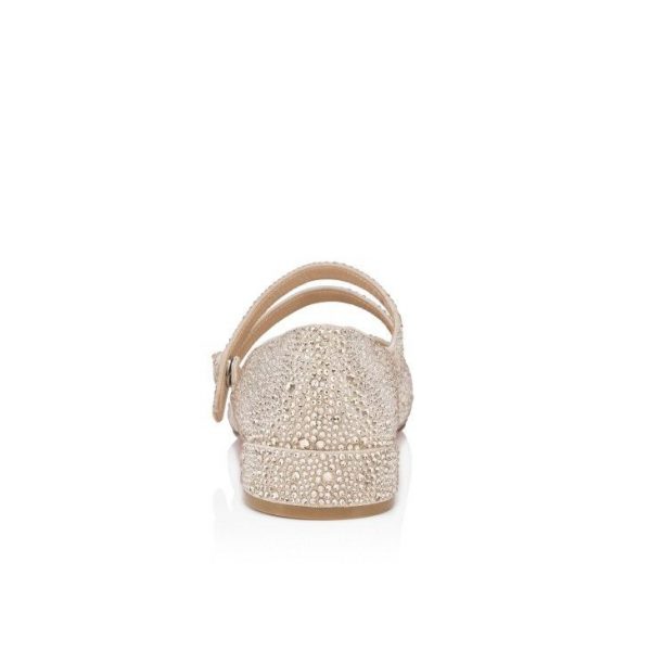 Christian Louboutin Ballerines Sweet Jane Strass en veau velours et strass nude 1 – Image 3
