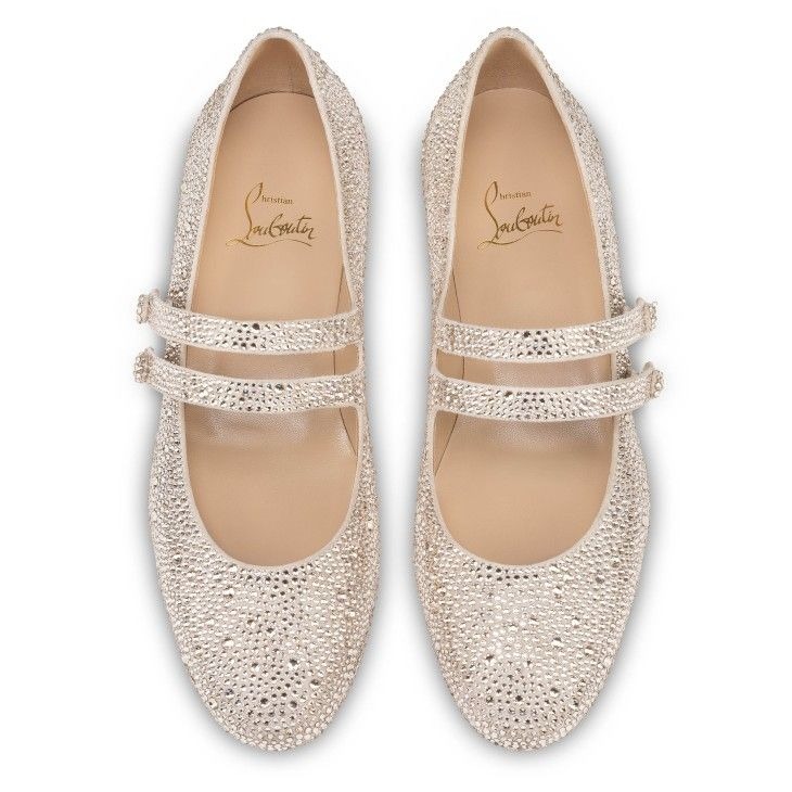 Christian Louboutin Ballerines Sweet Jane Strass en veau velours et strass nude 1 – Image 4