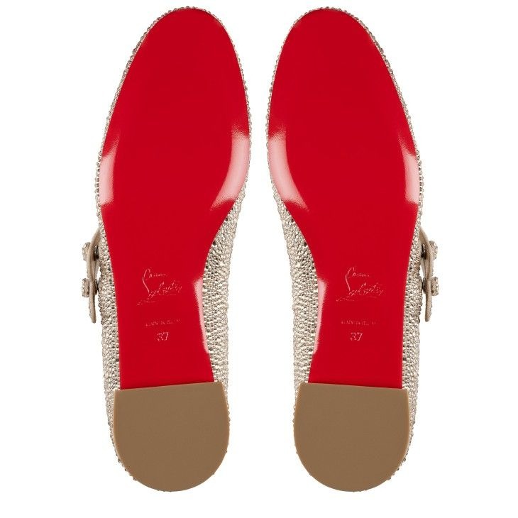 Christian Louboutin Ballerines Sweet Jane Strass en veau velours et strass nude 1 – Image 5