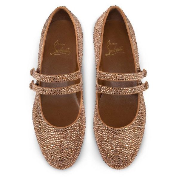 Christian Louboutin Ballerines Sweet Jane Strass en veau velours et strass nude 5 – Image 2