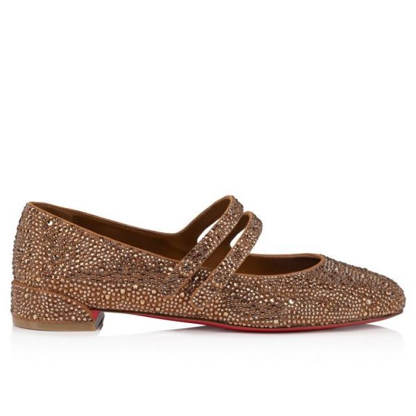 Christian Louboutin Ballerines Sweet Jane Strass en veau velours et strass nude 5 – Image 3