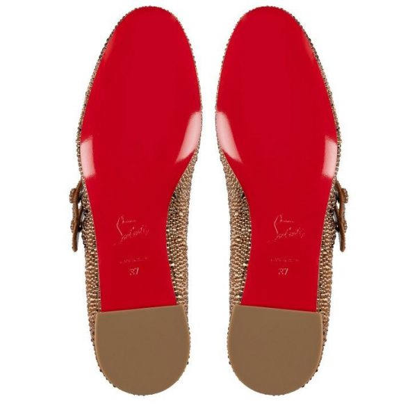 Christian Louboutin Ballerines Sweet Jane Strass en veau velours et strass nude 5 – Image 5