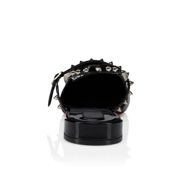 Christian Louboutin Sweet Janispikes Ballerines en Cuir Verni Noir – Image 3