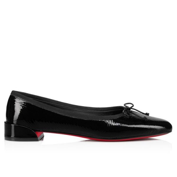 Christian Louboutin Sweetie Jane Ballerines en Cuir Verni Vog Noir – Image 2