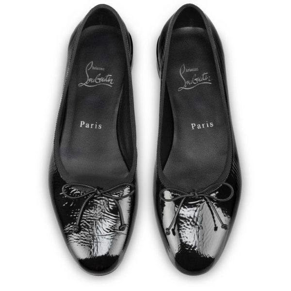 Christian Louboutin Sweetie Jane Ballerines en Cuir Verni Vog Noir – Image 4