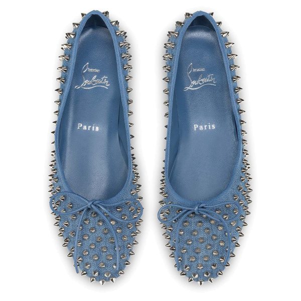 Christian Louboutin Sweetie Jane Spikes Ballerines en Denim Coton – Image 3