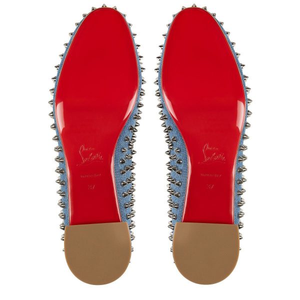 Christian Louboutin Sweetie Jane Spikes Ballerines en Denim Coton – Image 4