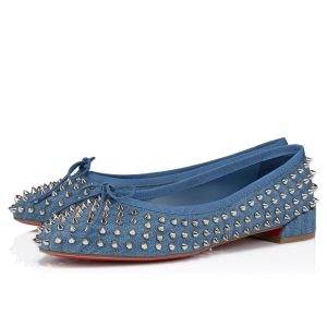 Christian Louboutin Sweetie Jane Spikes Ballerines en Denim Coton