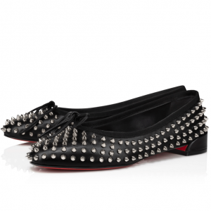 Christian Louboutin Sweetie Jane Spikes Ballerines en Cuir Nappa Noir