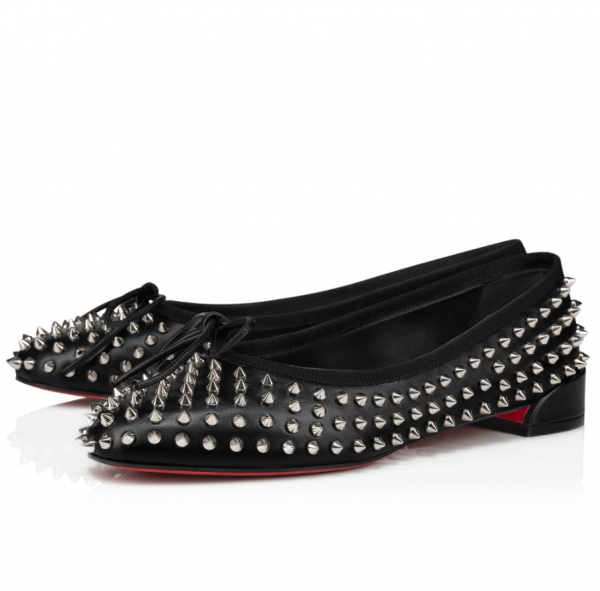 Christian Louboutin Sweetie Jane Spikes Ballerines en Cuir Nappa Noir