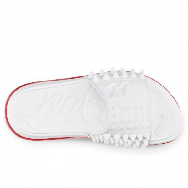 Christian Louboutin Take It Easy Mules Femme Caoutchouc Blanc – Image 4