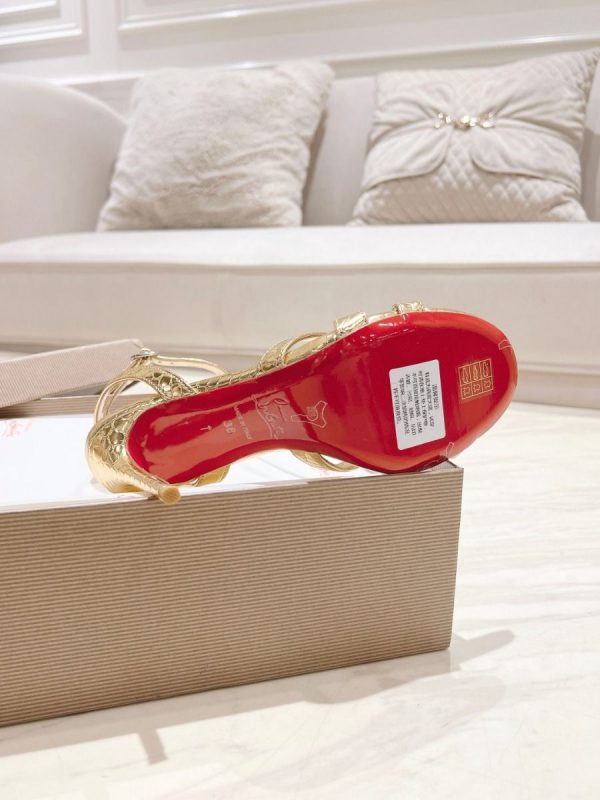 Christian Louboutin Tangeuva Sandales 100mm Cuir Embossé Or – Image 4