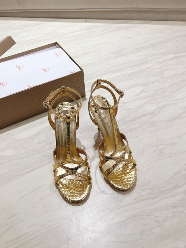 Christian Louboutin Tangeuva Sandales 100mm Cuir Embossé Or – Image 3