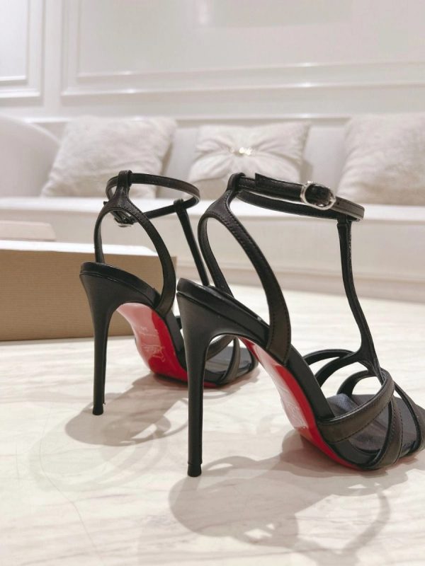 Christian Louboutin Tangeuva Sandales 100mm Cuir Nappa Noir – Image 3