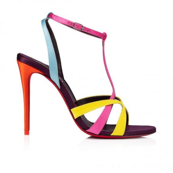 Christian Louboutin Tangueva 100 Mm Sandales à Brides en Crêpe Satiné Multicolore – Image 2