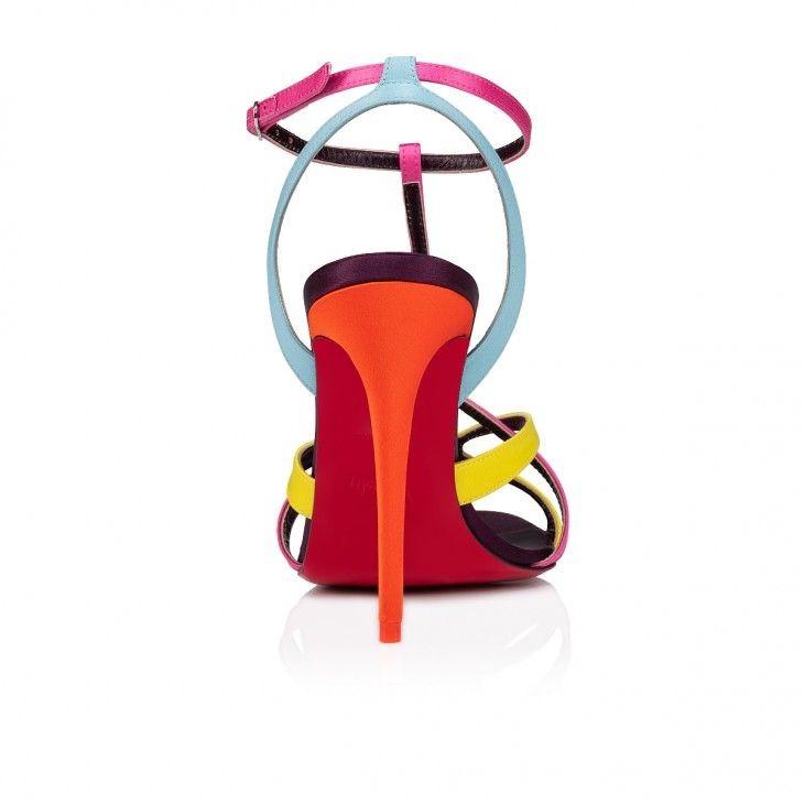 Christian Louboutin Tangueva 100 Mm Sandales à Brides en Crêpe Satiné Multicolore – Image 3