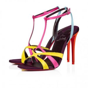Christian Louboutin Tangueva 100 Mm Sandales à Brides en Crêpe Satiné Multicolore