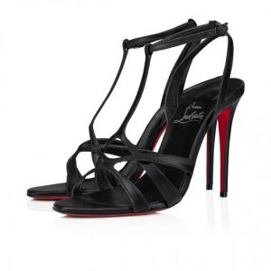 Christian Louboutin Tangueva 100 Mm Sandales à Brides en Cuir Noir