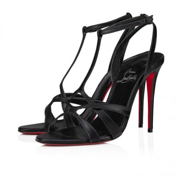 Christian Louboutin Tangueva 100 Mm Sandales à Brides en Cuir Noir