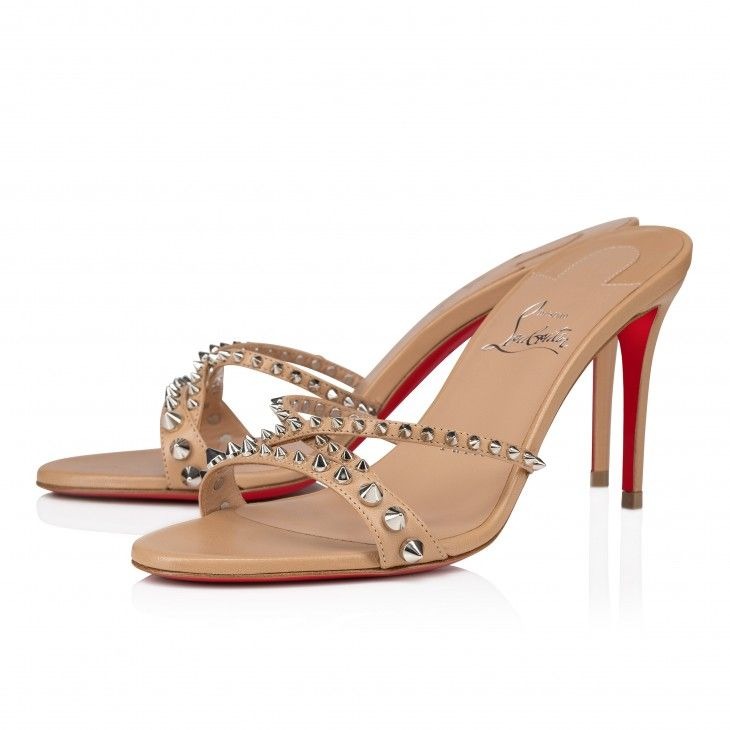 Christian Louboutin Tatoosh Spikes 85 mm Mules Cuir Kid et Clous Blush