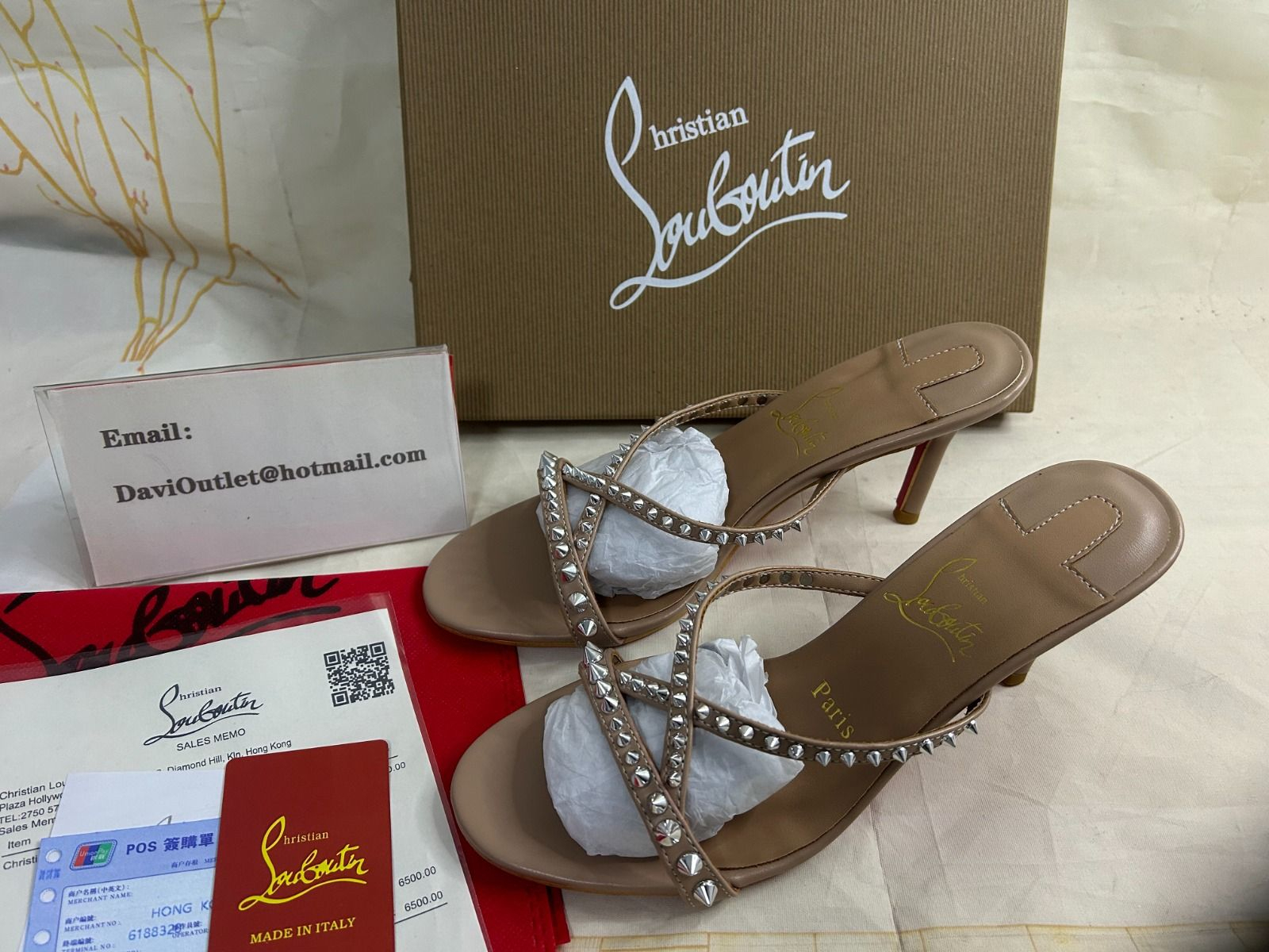 Christian Louboutin Tatoosh Spikes 85 mm Mules Cuir Kid et Clous Blush – Image 5