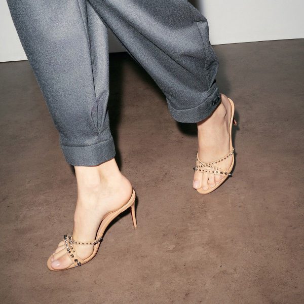 Christian Louboutin Tatoosh Spikes 85 mm Mules Cuir Kid et Clous Blush – Image 4