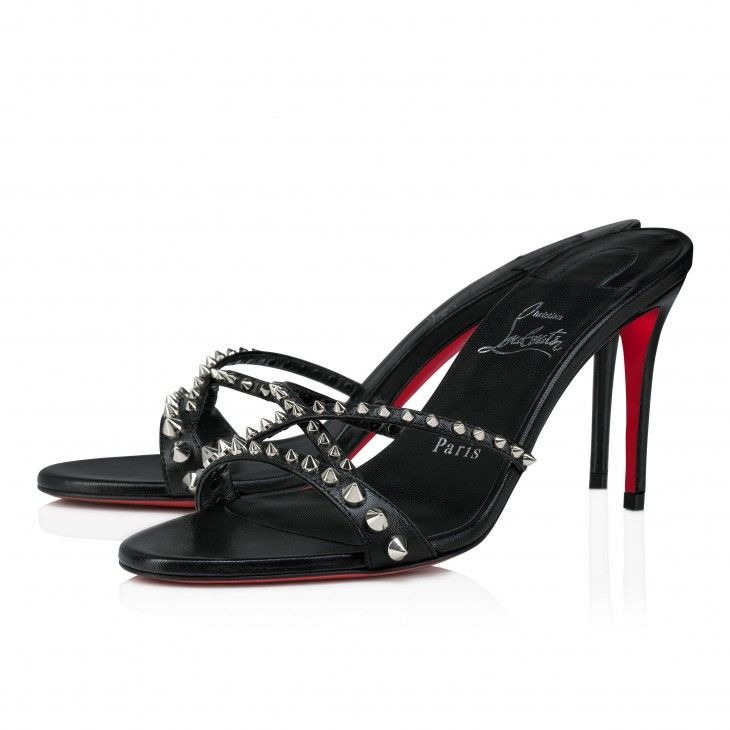 Christian Louboutin Tatoosh Spikes 85 mm Mules Cuir Kid et Clous Noir