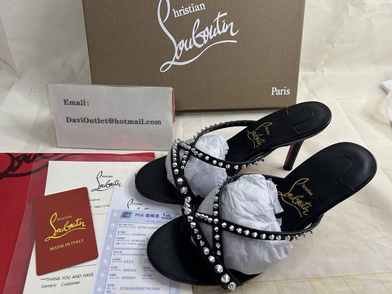 Christian Louboutin Tatoosh Spikes 85 mm Mules Cuir Kid et Clous Noir – Image 5